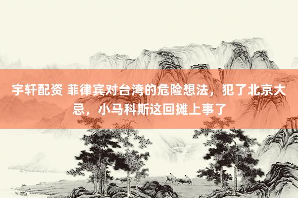 宇轩配资 菲律宾对台湾的危险想法，犯了北京大忌，小马科斯这回摊上事了