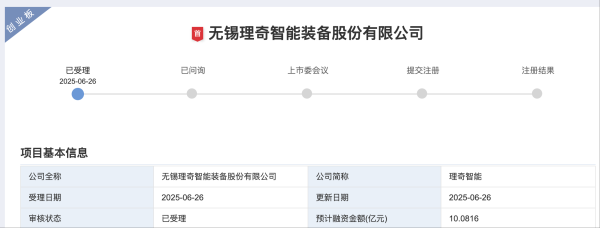 小散配资 理奇智能创业板IPO获受理  拟募资10.08亿元